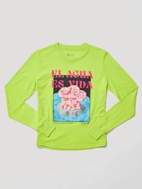 JANJI Women's Runterra Bio GFX Long Sleeve T-Shirt, Neon Green, Size Large